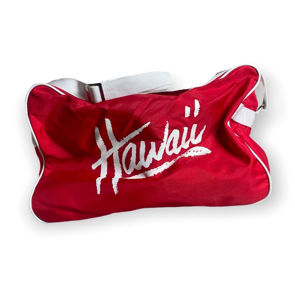 Red and White Hawaii Small Gym Duffle Bag Adjustable Strap - Picture 1 of 11